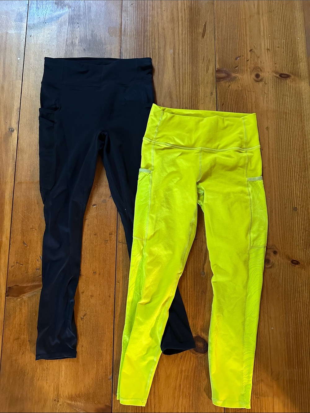 Women’s High-Waist Active Leggings - Neon Yellow and Black